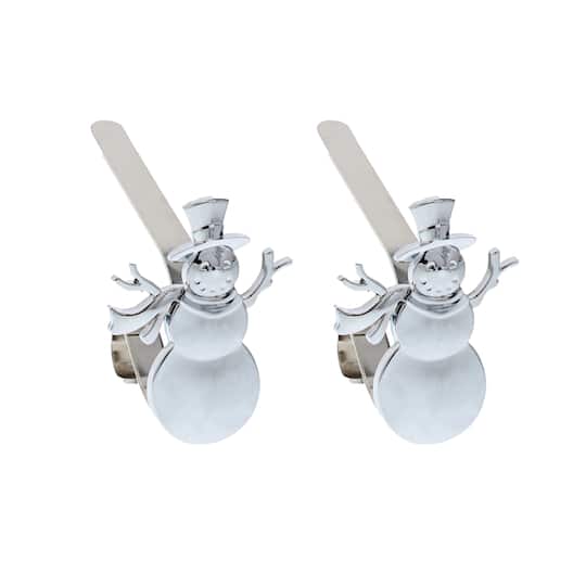 Original MantleClip&#xAE; Silver Snowman Icons Stocking Holders, 2ct.
